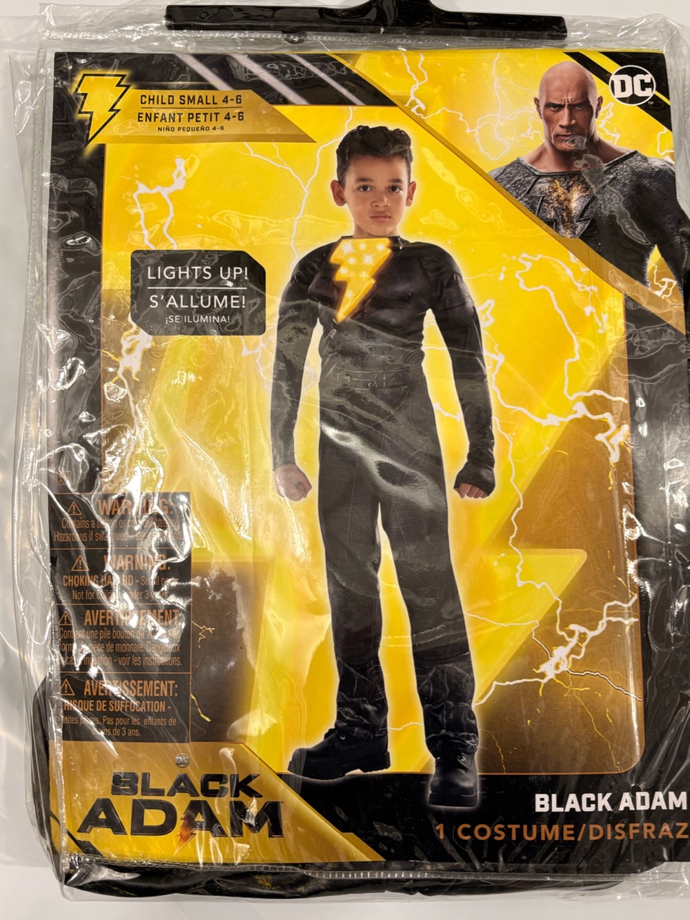 DC Kids Yellow Light-Up Black Adam Halloween costume 4-6